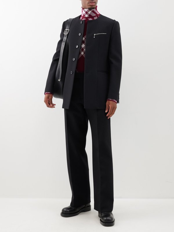 Burberry Collarless wool-canvas suit jacket