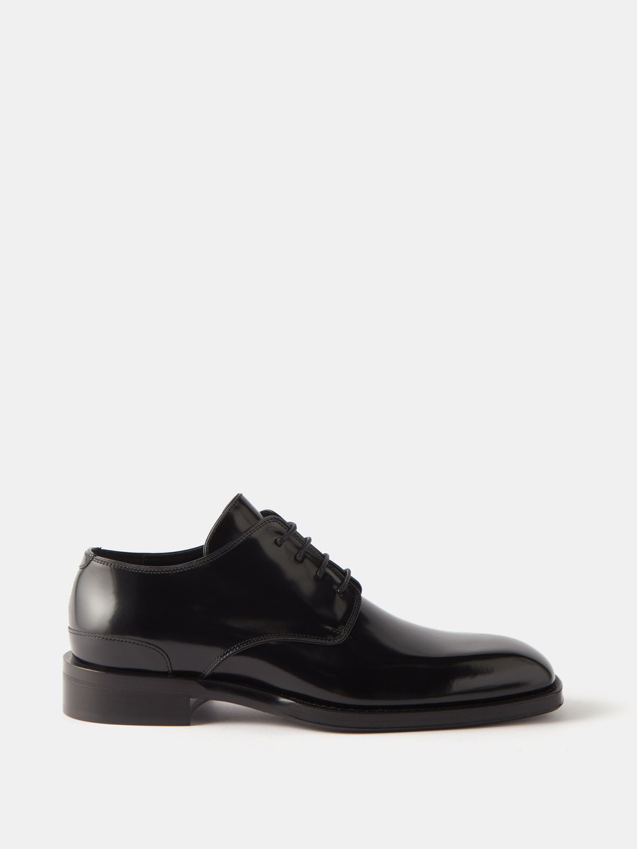 Black Square-toe patent-leather Derby shoes | Burberry | MATCHES UK