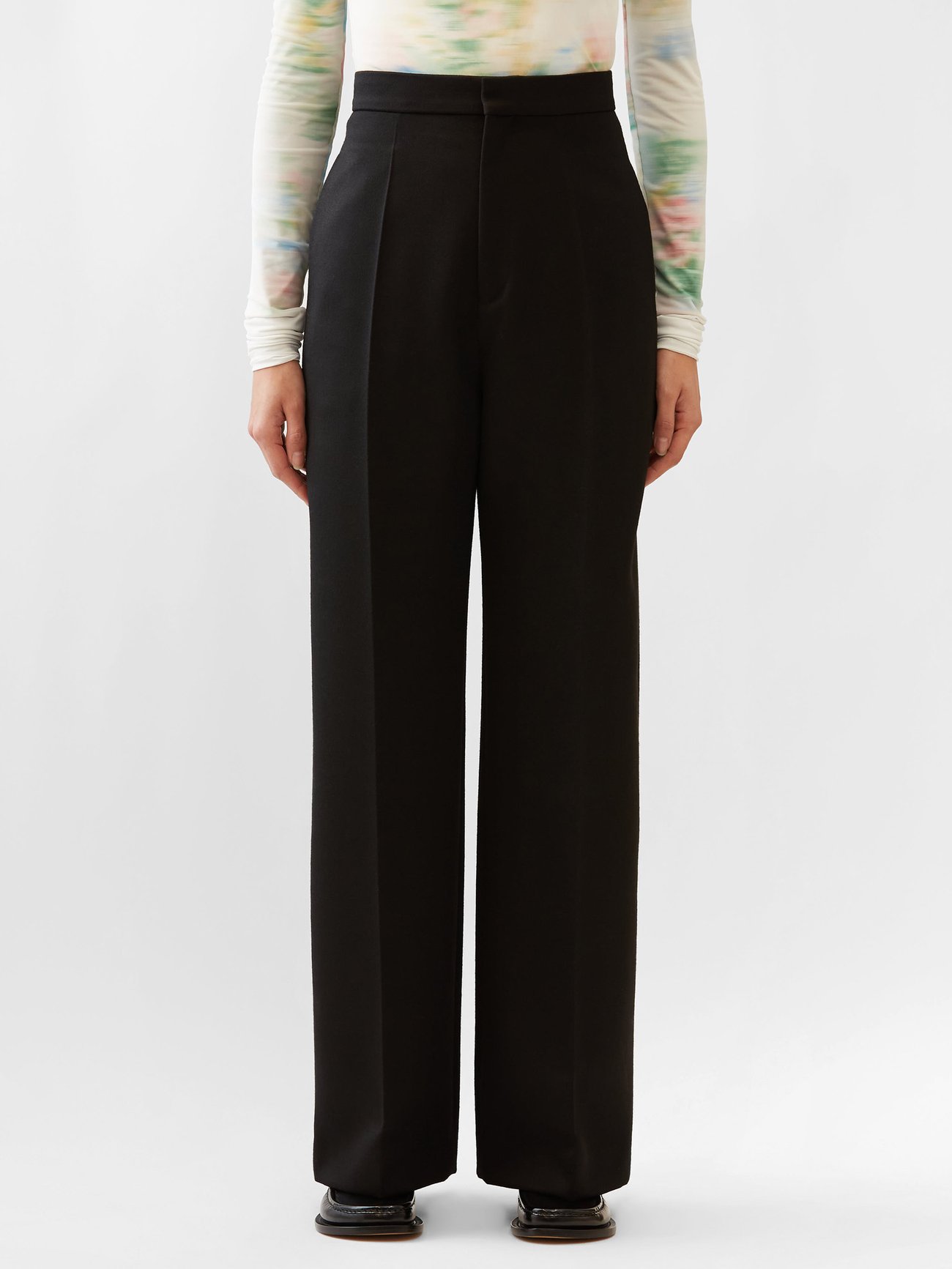 Black High-rise wool-twill trousers | LOEWE | MATCHESFASHION US