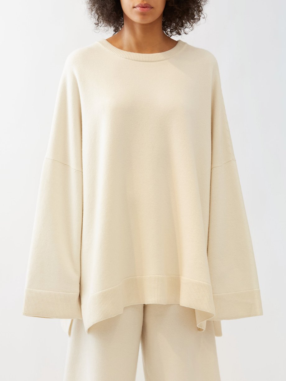 White Open-back draped cashmere sweater | LOEWE | MATCHES UK