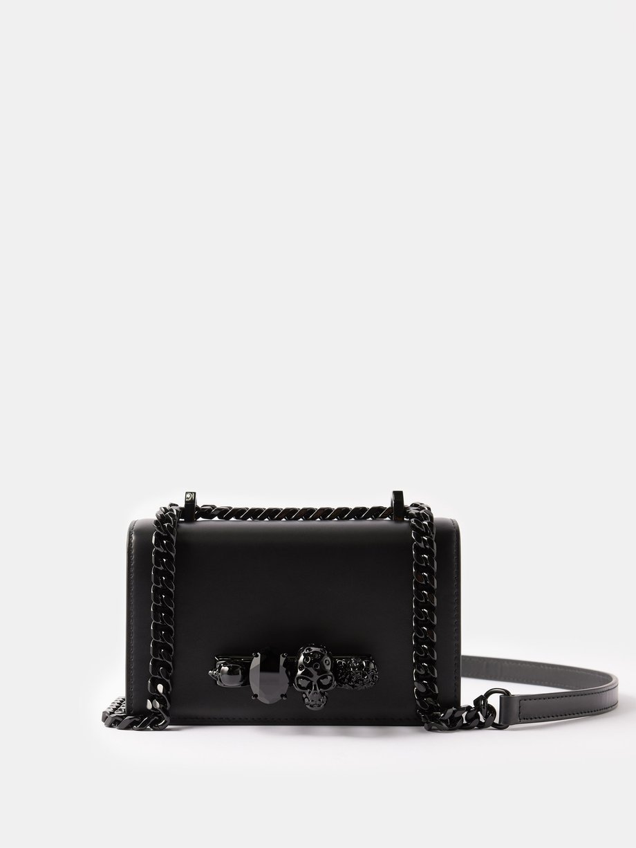 Black Mini jewelled leather cross-body bag | Alexander McQueen ...