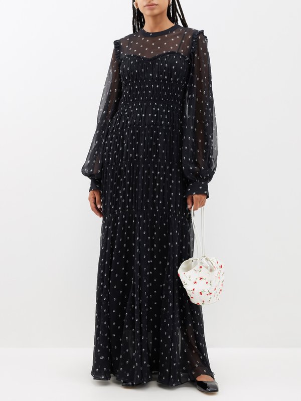 Lee Mathews Clemence floral-print silk-georgette dress