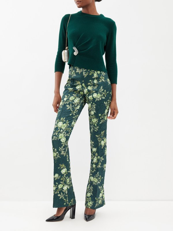 Emilia Wickstead Avalon floral-print crushed satin trousers