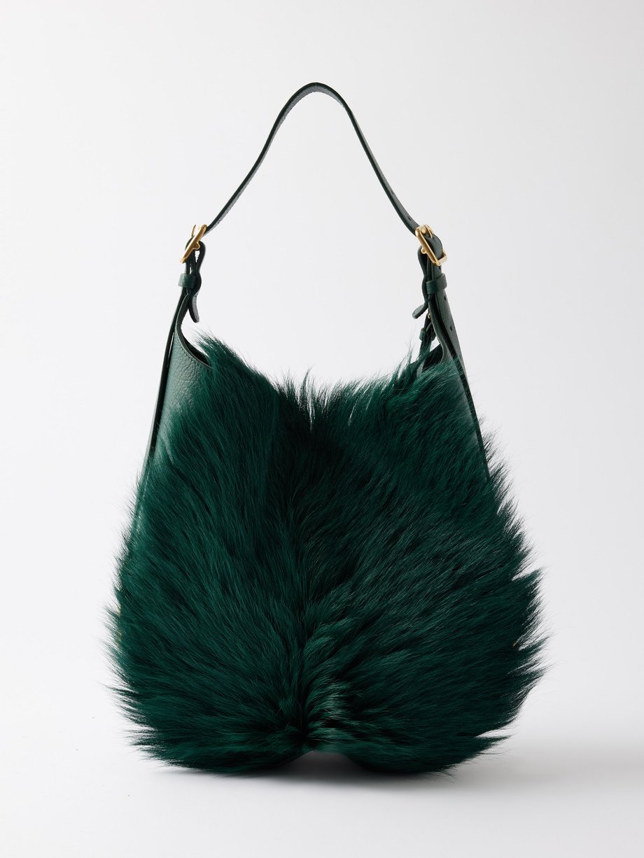 Faux fur handbag Moschino Green in Faux fur - 36717915