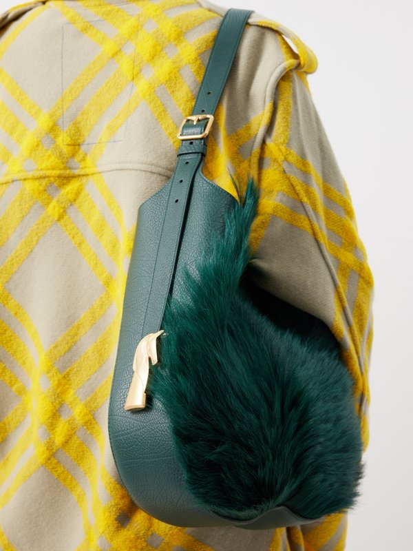 Burberry Chess medium faux-fur and leather shoulder bag