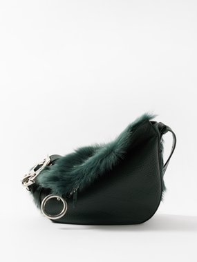 Burberry Knight small faux-fur and leather hobo bag
