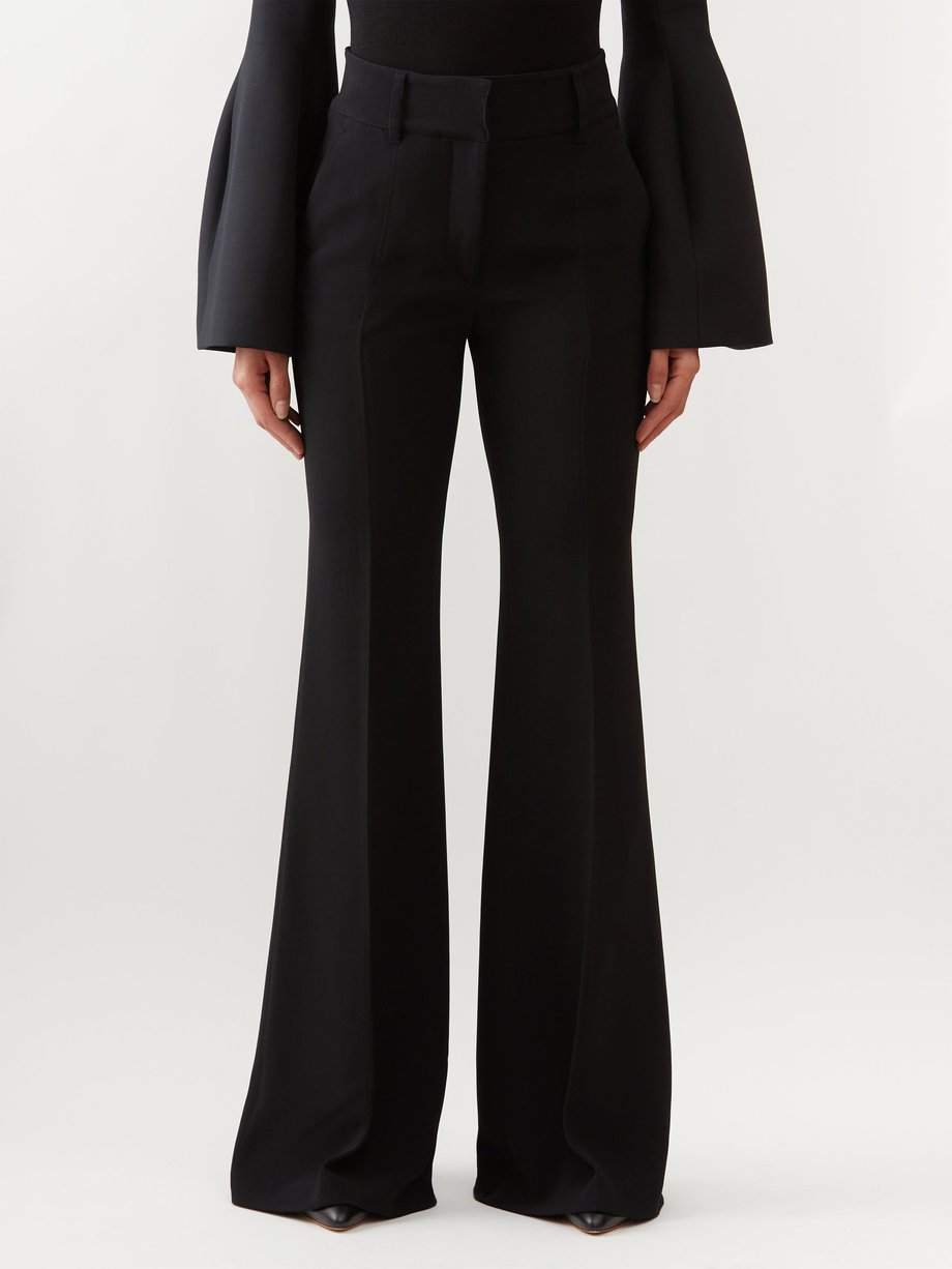 Gabriela Hearst Leda Suiting Flare-leg Pants In Black