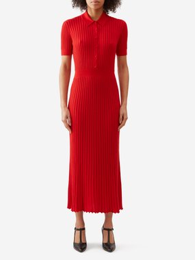 Gabriela Hearst Ribbed-knit cashmere-blend polo dress