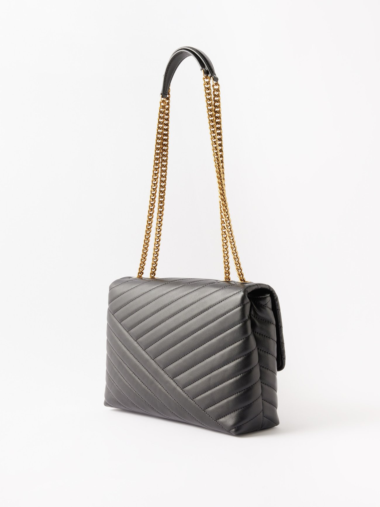 Kira Quilted Leather Shoulder Bag in Black - Tory Burch