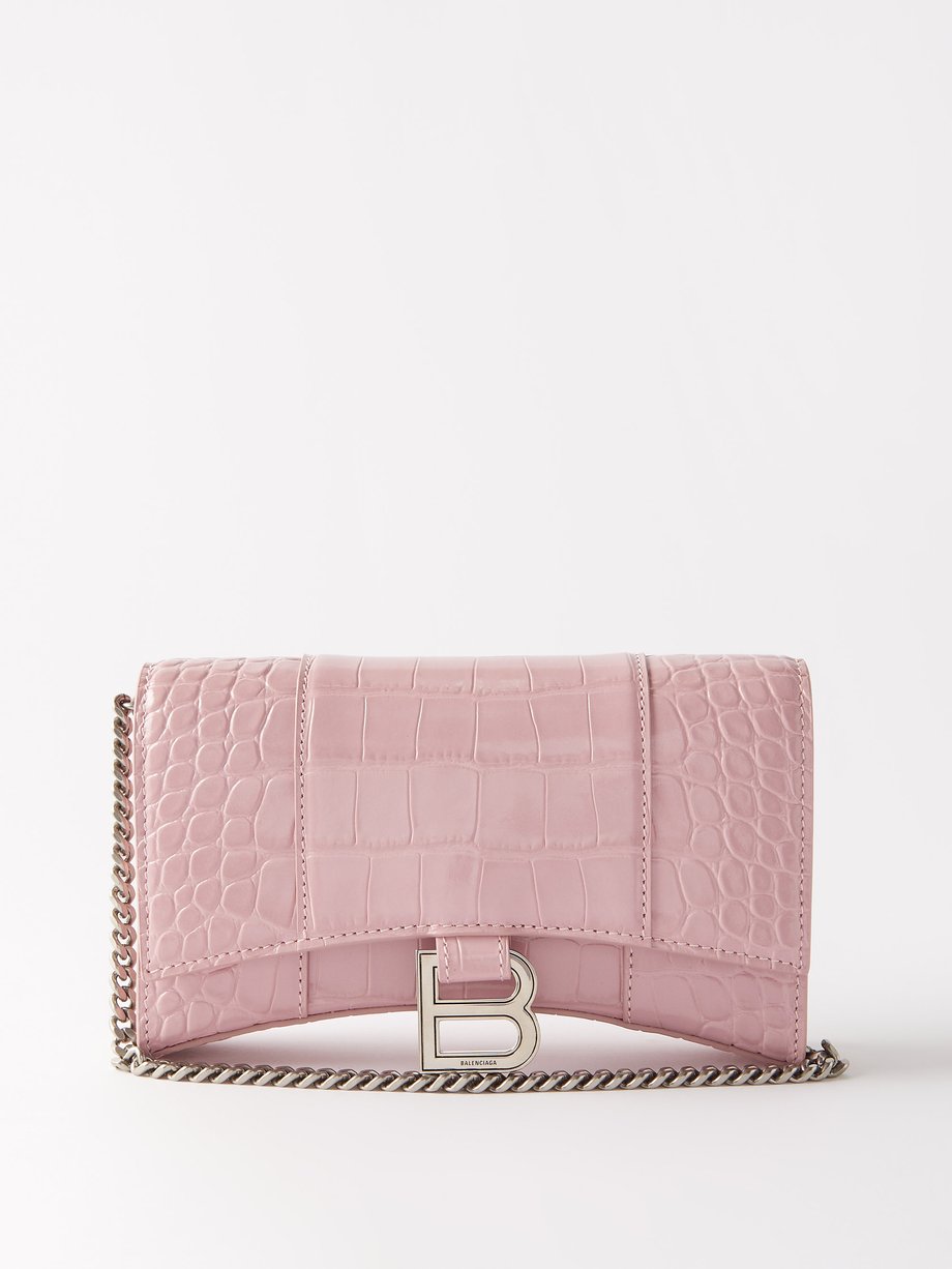 Balenciaga Snake Embossed Mini Hourglass Bag in Pink Leather ref709656   Joli Closet