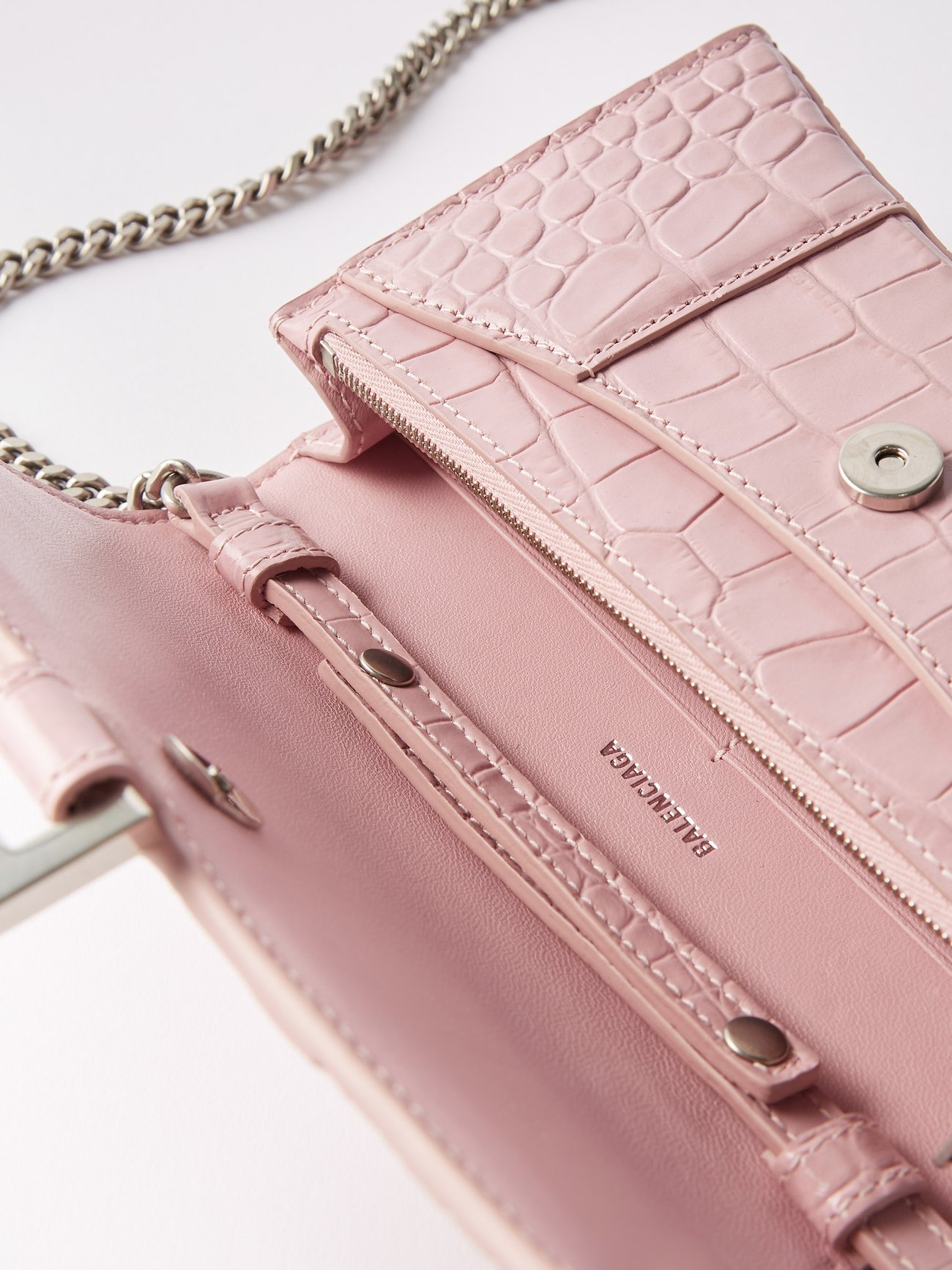 Balenciaga - Hourglass S crocodile-effect Leather Bag - Womens - Pink