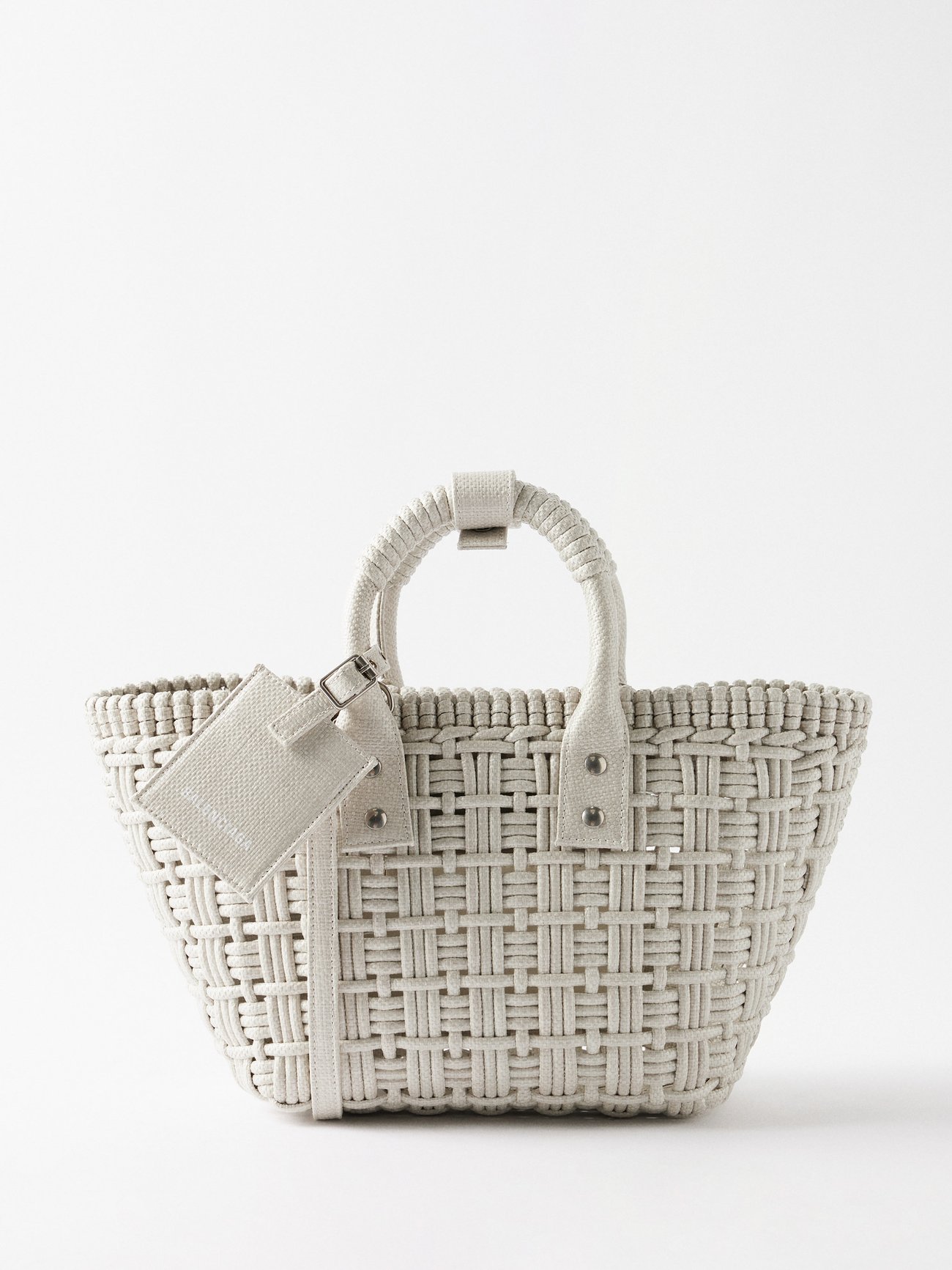 White Bistro XS woven raffia basket bag | Balenciaga | MATCHES UK