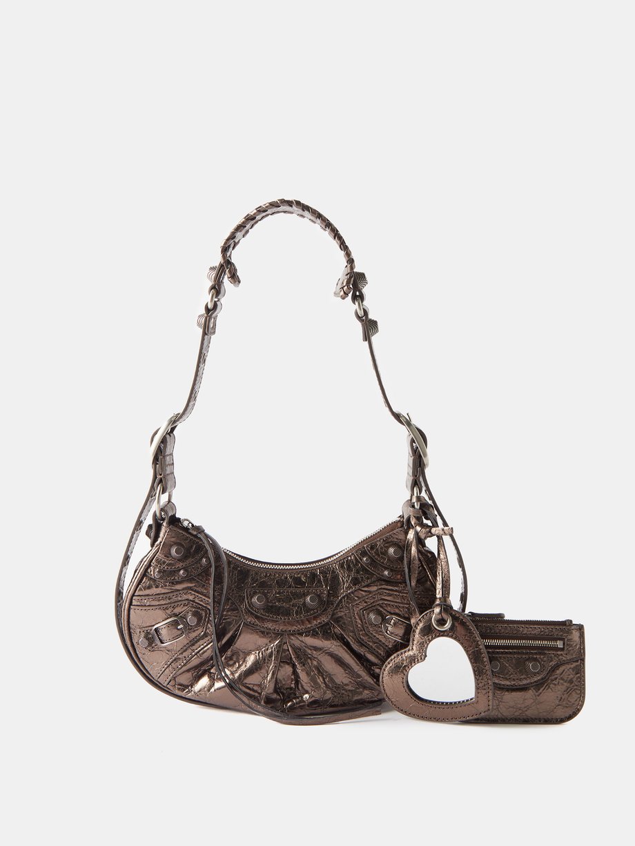 Brown Le Cagole XS metallic-leather shoulder bag | Balenciaga | MATCHES UK