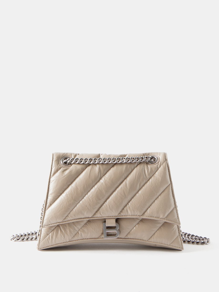 Beige Crush medium creased-leather shoulder bag | Balenciaga | MATCHES UK
