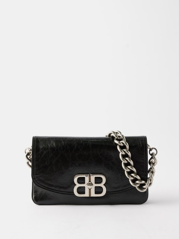 Balenciaga Small Crush Chain Embossed Leather Bag - Black | Editorialist