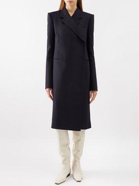 Khaite Kento pinstriped herringbone wool-blend coat