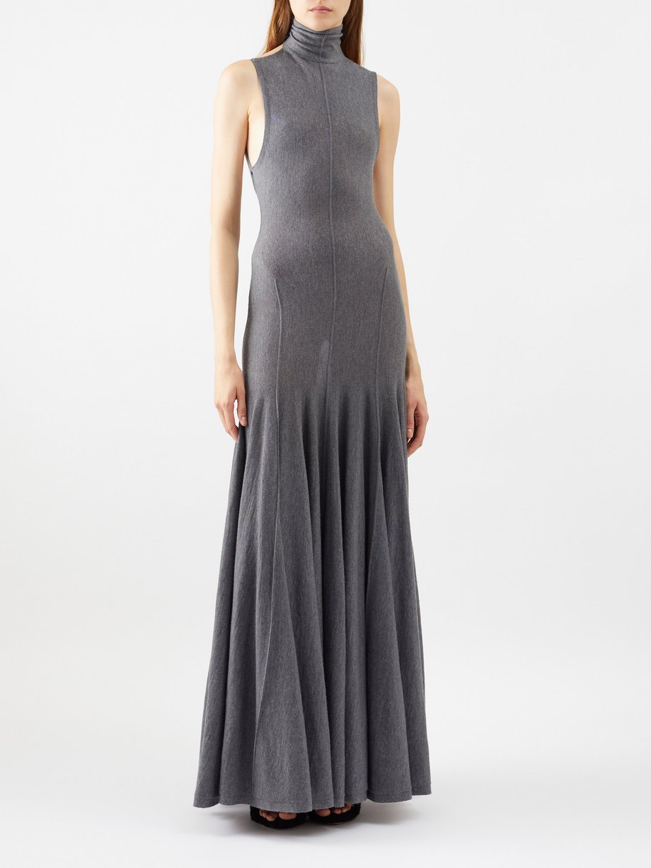 Grey Romee pleated merino-wool maxi dress | Khaite | MATCHES UK