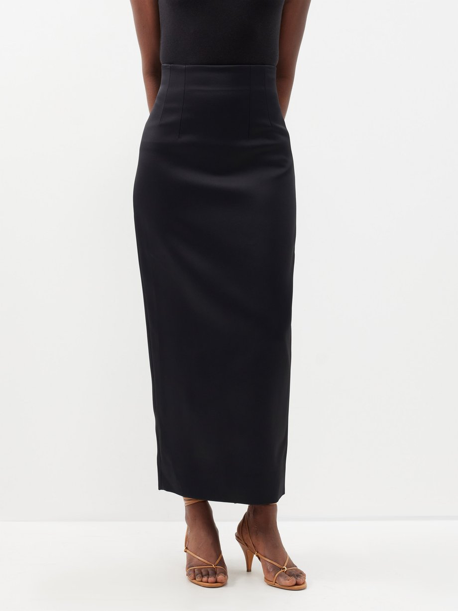 Black Loxley high-rise crepe skirt | Khaite | MATCHESFASHION US