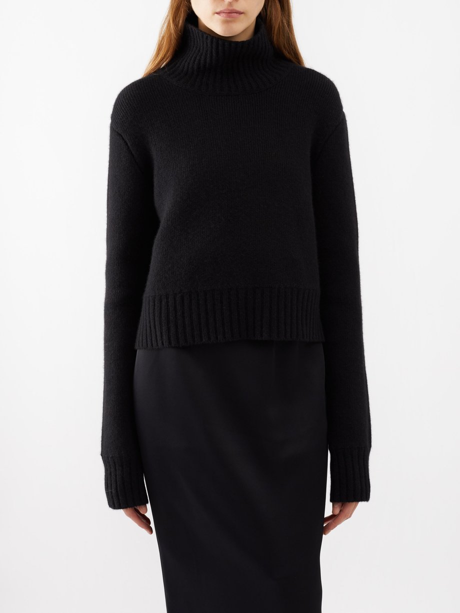 Black Jovie high-neck cashmere-blend sweater | Khaite | MATCHES UK
