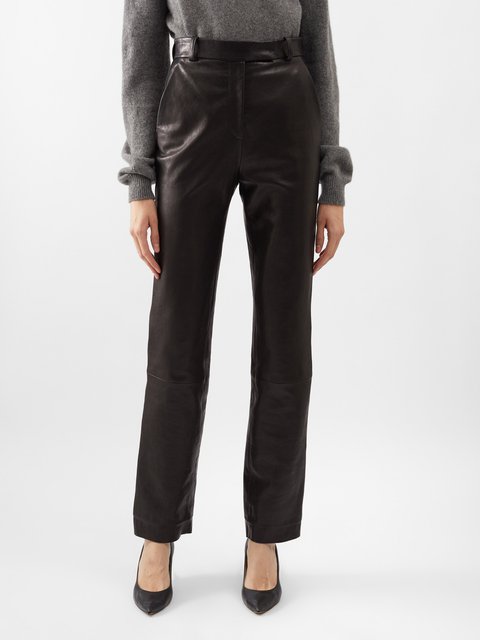 Black High-rise leather slim-leg trousers, Alexandre Vauthier