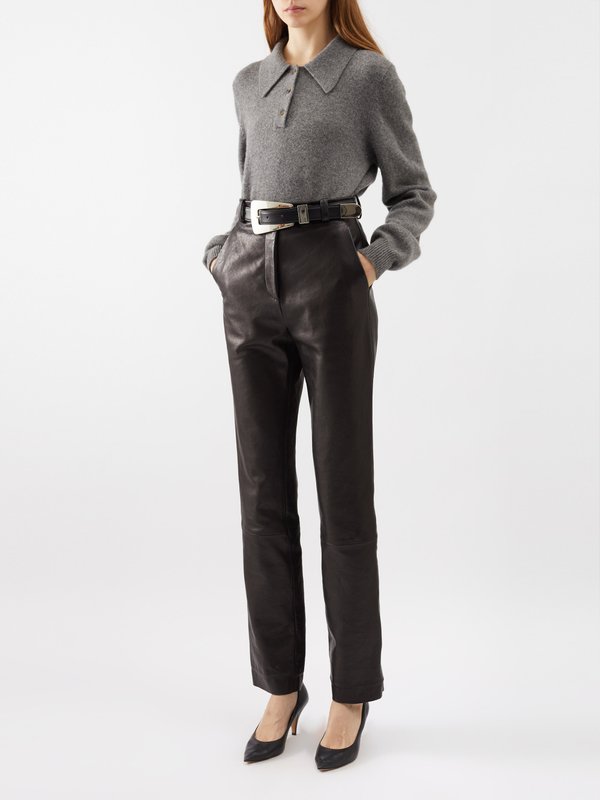 Khaite Emile slim-leg leather trousers