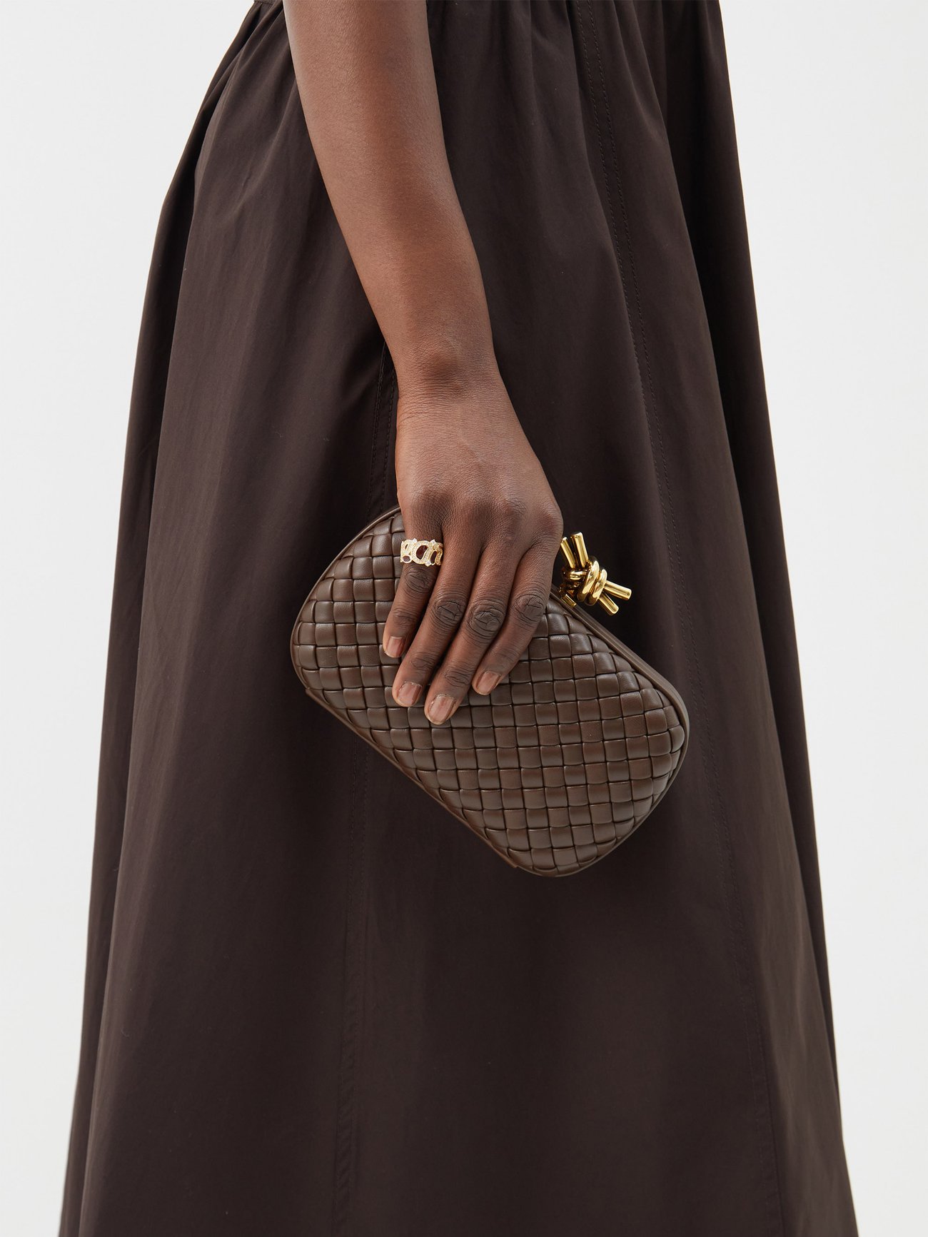 Brown Knot Intrecciato-leather minaudière clutch bag | Bottega Veneta ...