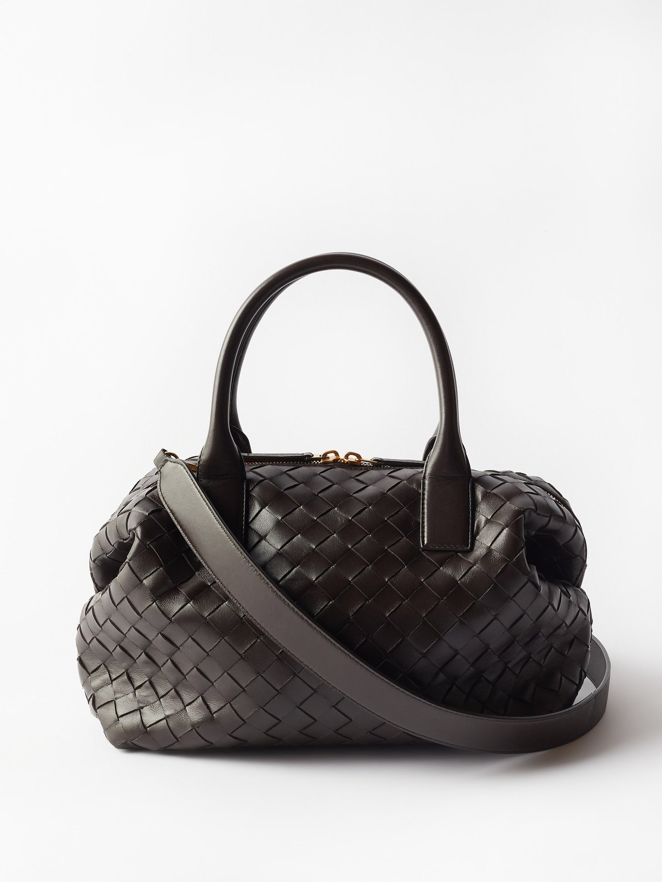 Dark brown Medium Intrecciato leather handbag