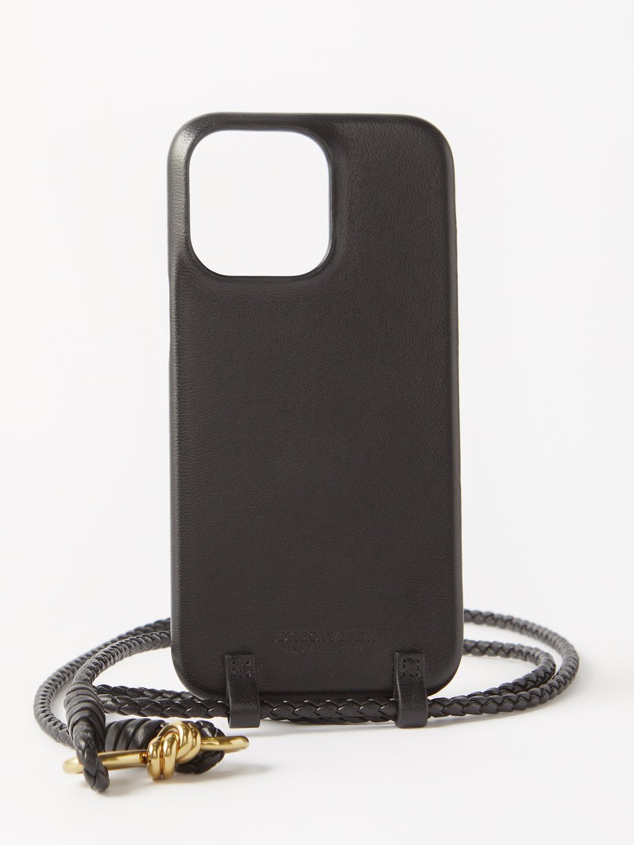 Black Knot Intrecciato-strap leather iPhone® 14 case | Bottega Veneta ...
