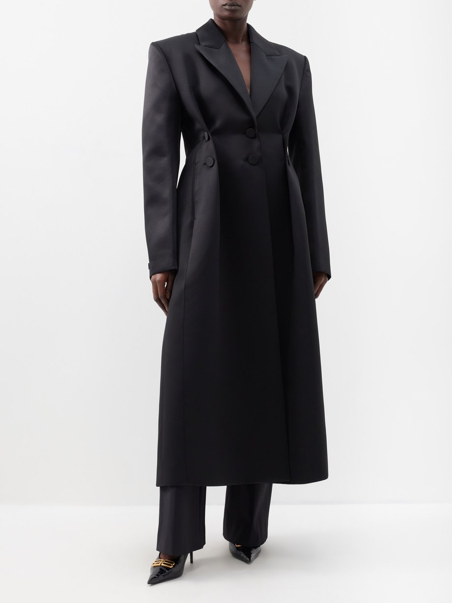 Black Button-pleated satin overcoat | Givenchy | MATCHES UK