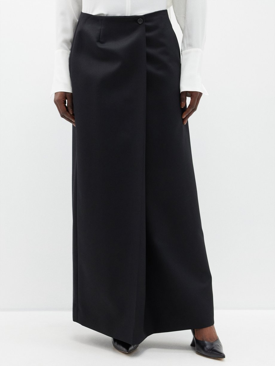 Givenchy Jupe longue style portefeuille en laine mélangée