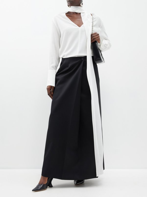 Givenchy Jupe longue style portefeuille en laine mélangée