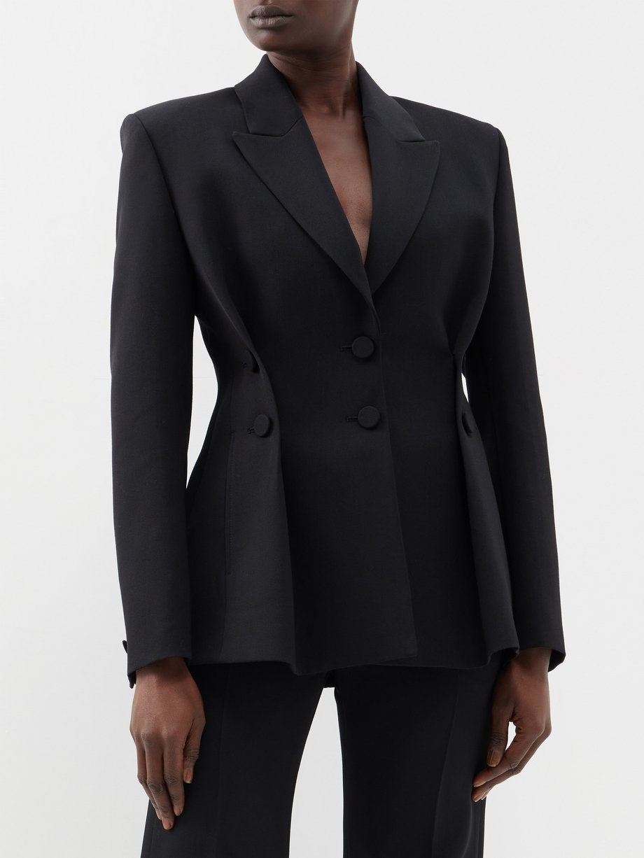 Black Button-pleated virgin wool blazer | Givenchy | MATCHESFASHION US