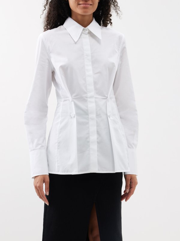 White Buttoned-pleat cotton-poplin shirt, Givenchy