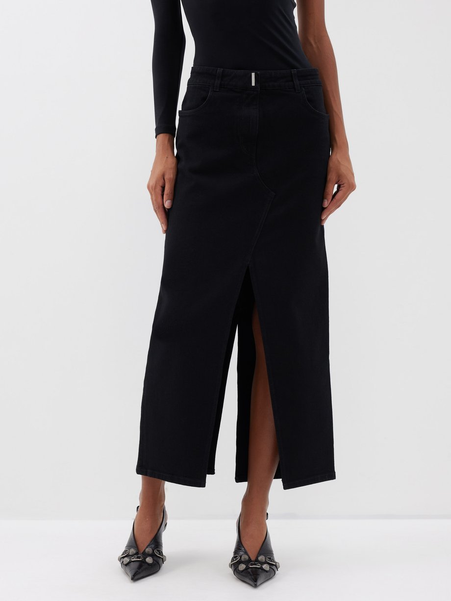 Black Front-slit denim skirt | Givenchy | MATCHESFASHION UK