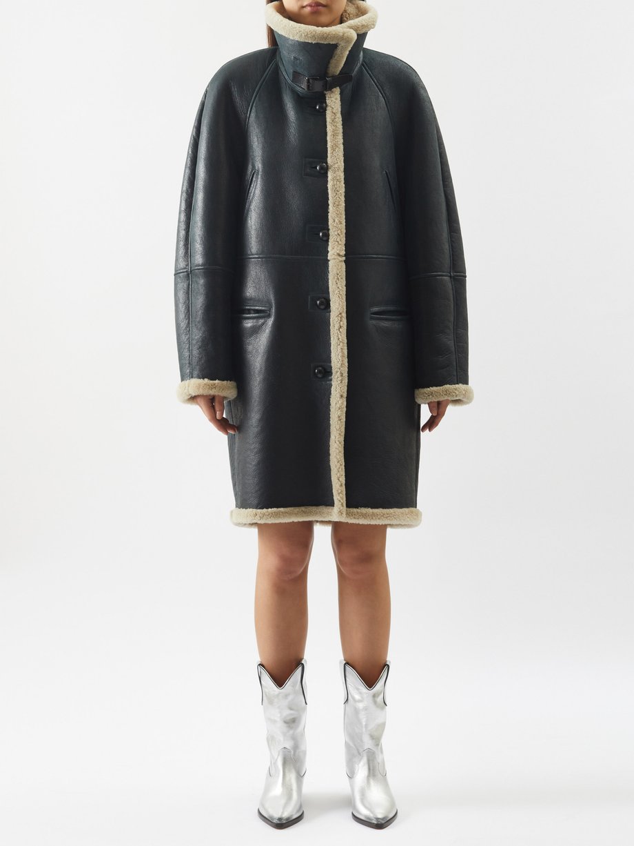 Black Astana shearling coat | Isabel Marant | MATCHESFASHION UK