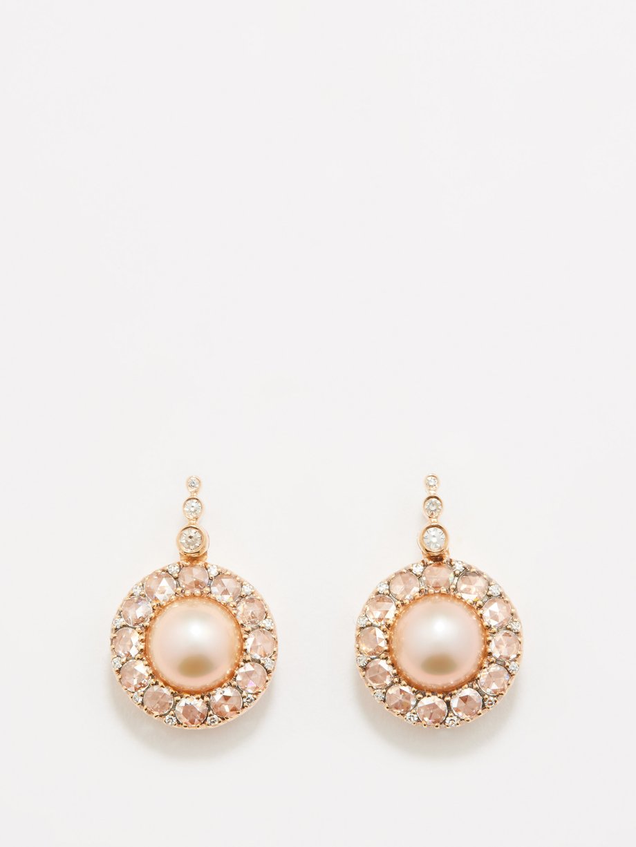 Selim Mouzannar Beirut diamond, pearl & 18kt rose-gold earrings
