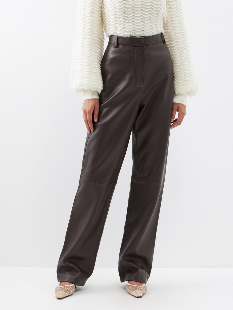 Brown Luminosity leather trousers | Zimmermann | MATCHES UK