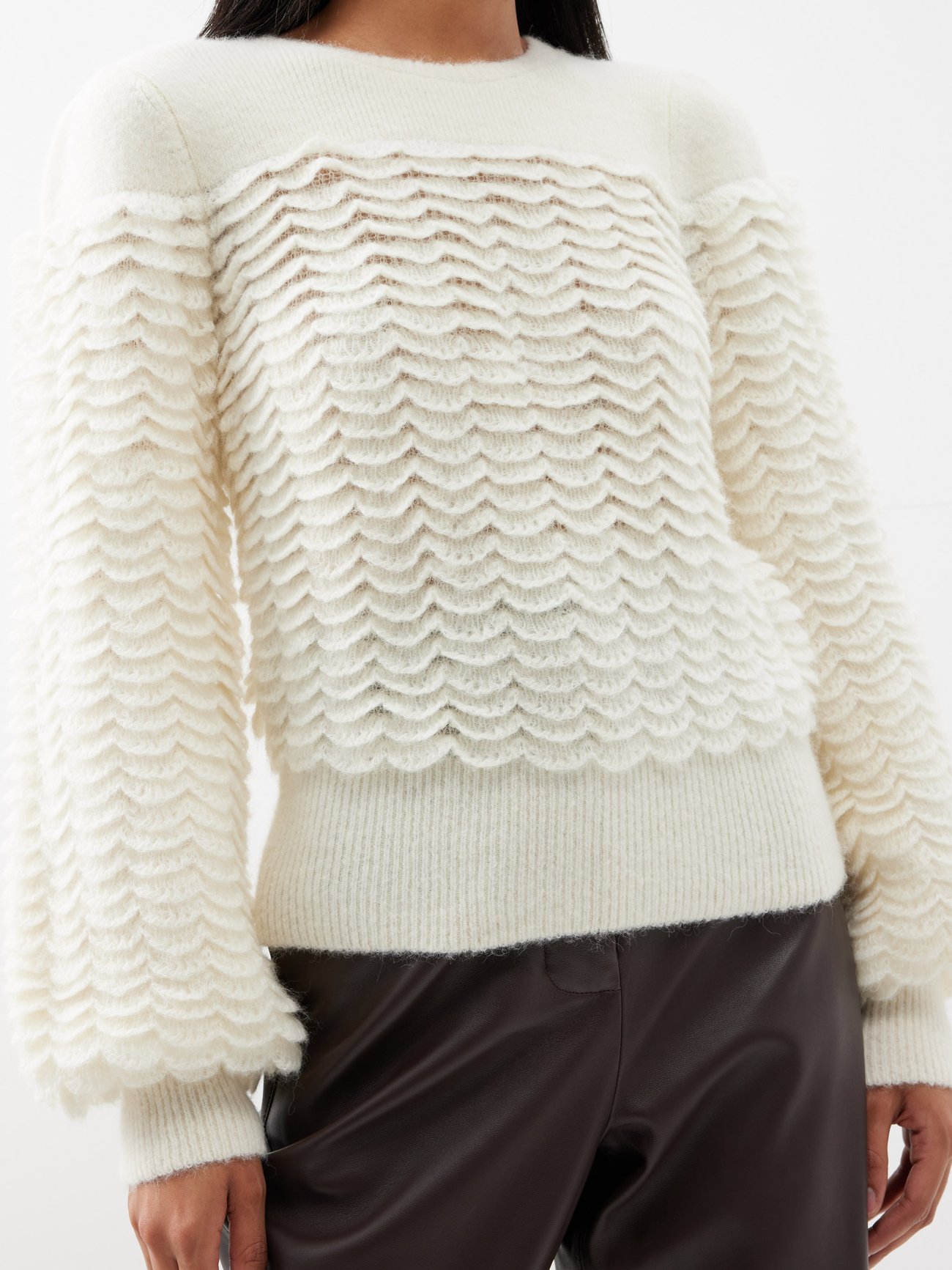 White Luminosity pointelle-knit alpaca-blend sweater, Zimmermann