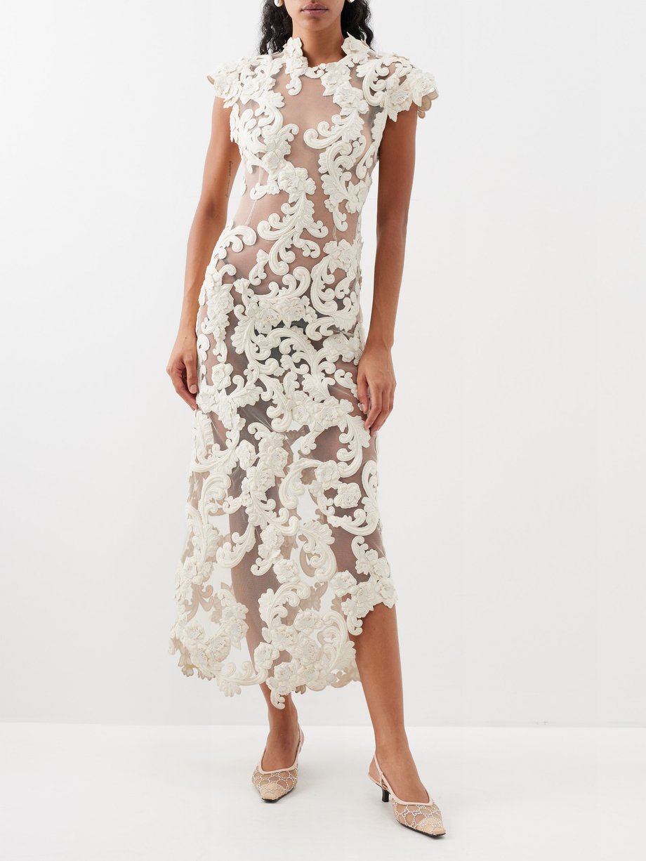 White Sensory floral-appliqué tulle gown | Zimmermann | MATCHESFASHION UK