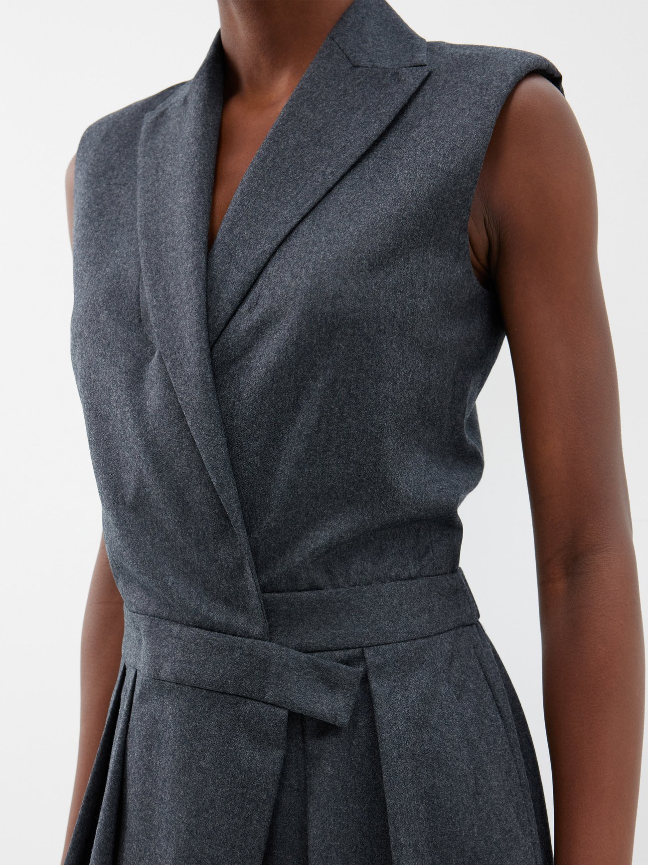 Louis Vuitton 2021 Flannel Tailored Sleeveless Cashmere Jumpsuit Light Grey