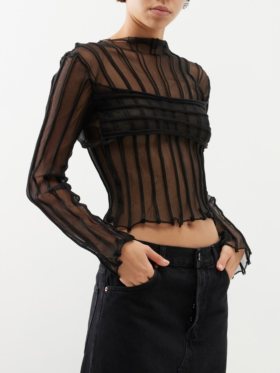 Black Anais long-sleeved mesh-knit top | A Roege Hove | MATCHES UK