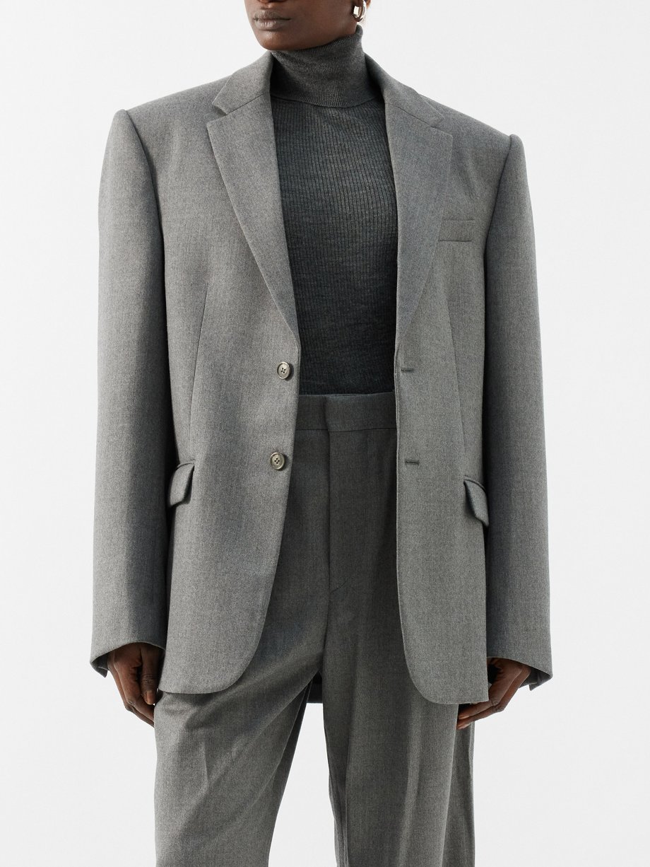 Grey Wool-blend oversized blazer, WARDROBE.NYC