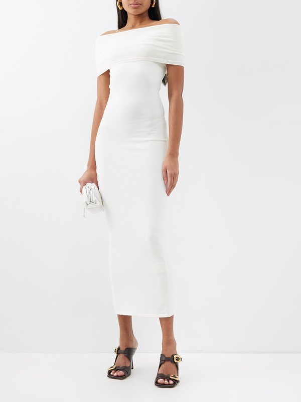 WARDROBE.NYC Off-the-shoulder knitted midi dress