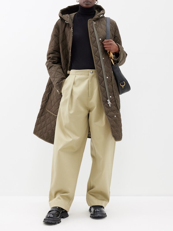 Burberry Strap-accented cotton-twill wide-leg trousers