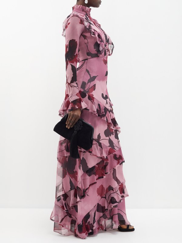 Erdem Evelyn floral-print ruffled silk gown