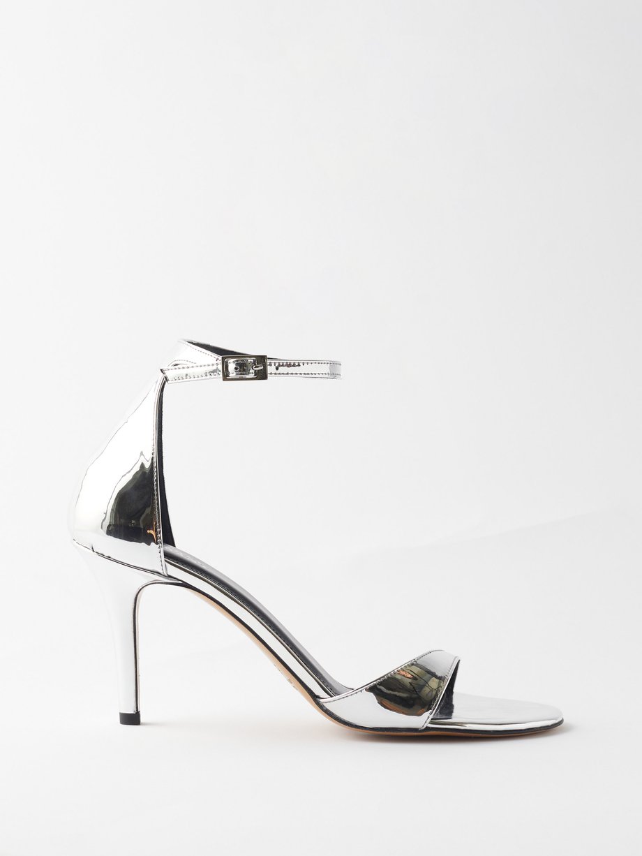 Silver Ailisa faux mirrored-leather sandals | Isabel Marant | MATCHES UK