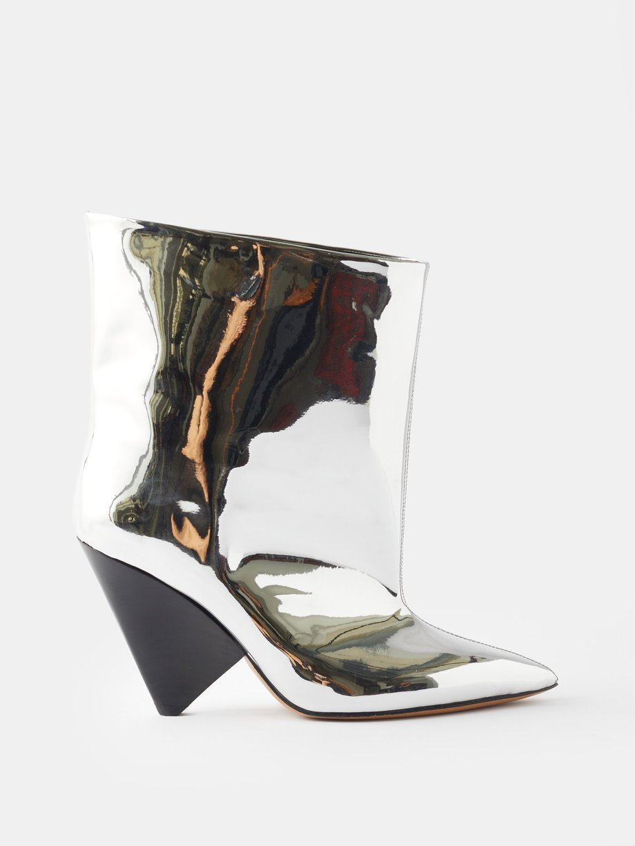 Silver Miyako mirrored-leather ankle boots | Isabel Marant | MATCHES UK