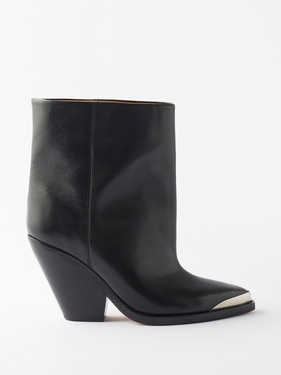 Black Ladel-Gd heeled leather boots | Isabel Marant | MATCHESFASHION AU