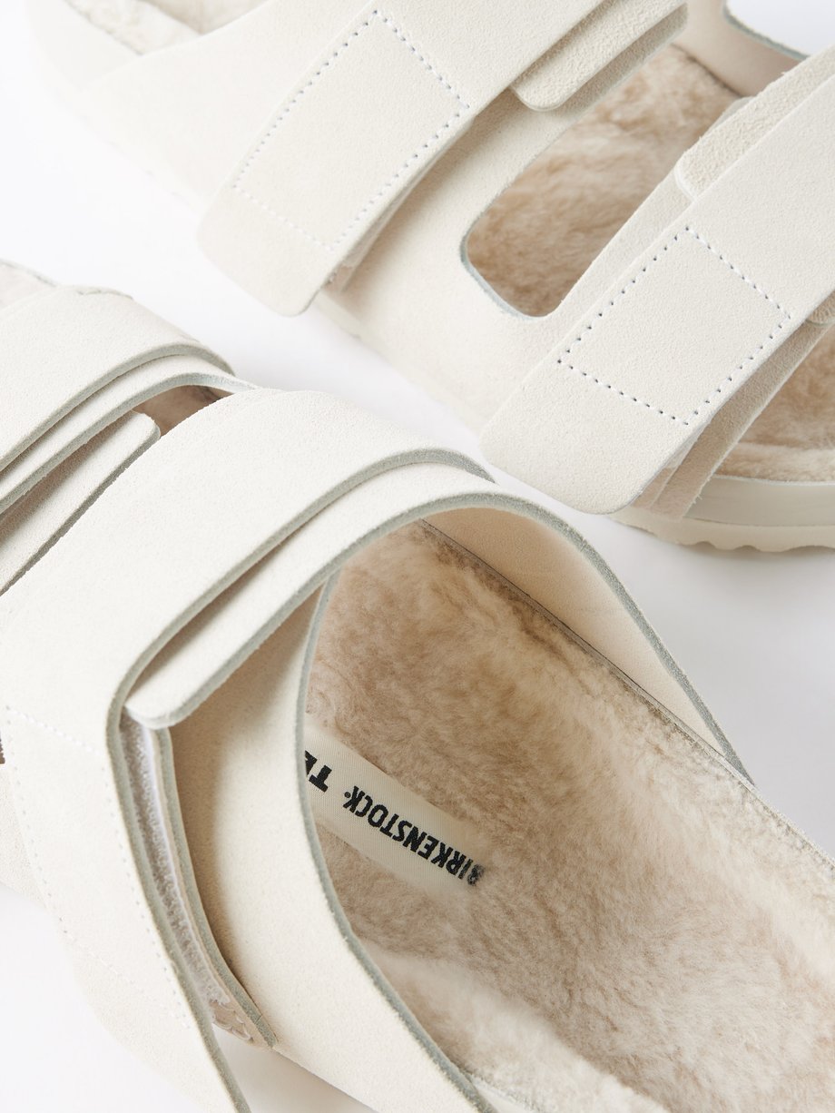 White Uji shearling-lined suede sandals | Tekla | MATCHES UK