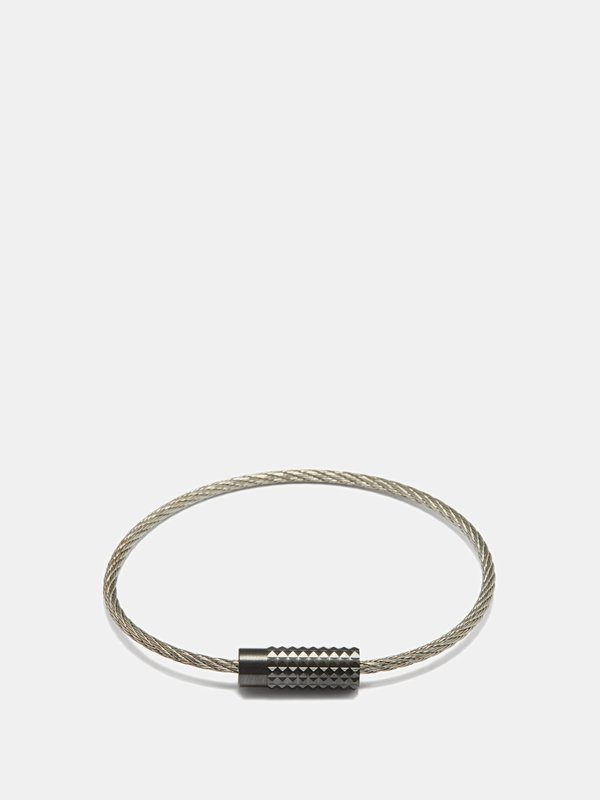 Le Gramme 7g pyramid brushed-ceramic cable bracelet